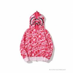 HypeYourBeast Clothes BAPE Camo Hoodie Shark Head PINK