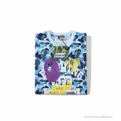 Hypeyourbeast BAPE Ape Head Star Camouflage Shading Tee Shirt'BLUE'