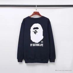 Hypeyourbeast BAPE Behind The Great Ape-Man Head Long Sleeve Shirt 'DARK BLUE'