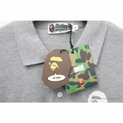 Hypeyourbeast BAPE Classic Ape Head Print Versatile Polo Shirt'GREY'