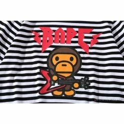 Hypeyourbeast BAPE Baby Milo Rock Bass Player Striped Tee Shirt'BLACK' Clothes