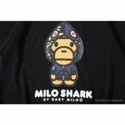 Hypeyourbeast BAPE Baby Milo Blue Shark Hat Little Monkey Tee Shirt'BLACK' Clothes