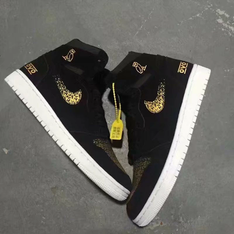 Hypeyourbeast Air Jordan 1 High 'OVO Gold / Black'