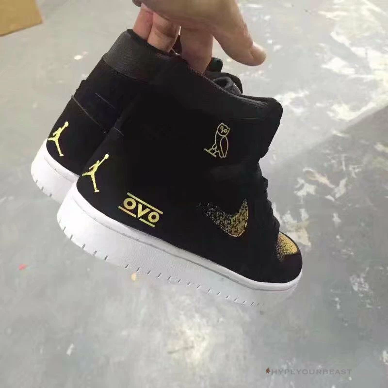 Hypeyourbeast Air Jordan 1 High 'OVO Gold / Black'